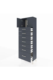 Arges Dolap Tek Raflı 7 Çekmeceli 2 Kapaklı 60x30x182 Antrasit-Antrasit