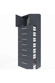 Arges Dolap Tek Raflı 7 Çekmeceli 2 Kapaklı 60x30x182 Antrasit-Antrasit