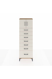 Arges Dolap Tek Raflı 7 Çekmeceli 2 Kapaklı 60x30x182 Çam-Aytaşı