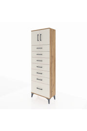 Arges Dolap Tek Raflı 7 Çekmeceli 2 Kapaklı 60x30x182 Çam-Aytaşı