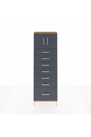 Arges Dolap Tek Raflı 7 Çekmeceli 2 Kapaklı 60x30x182 Çam-Antrasit