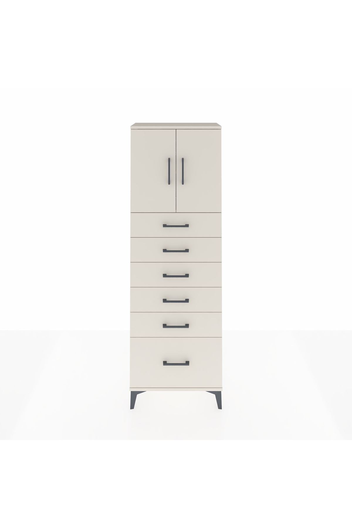 Arges Dolap 2 Raflı 6 Çekmeceli 2 Kapaklı 60x30x182 Aytaşı-Aytaşı