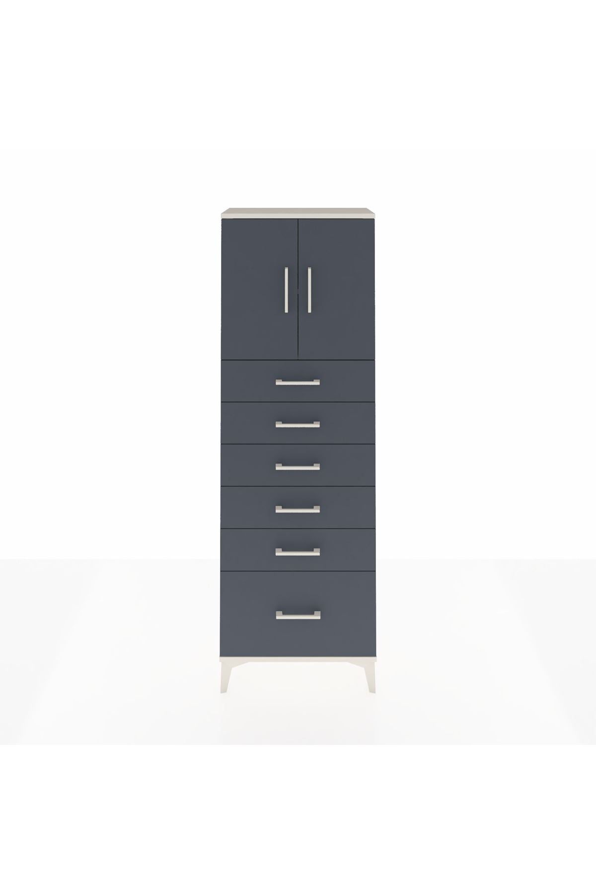 Arges Dolap 2 Raflı 6 Çekmeceli 2 Kapaklı 60x30x182 Aytaşı-Antrasit