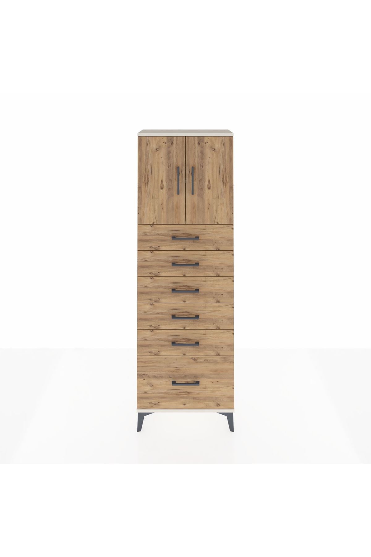 Arges Dolap 2 Raflı 6 Çekmeceli 2 Kapaklı 60x30x182 Aytaşı-Çam