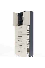 Arges Dolap 2 Raflı 6 Çekmeceli 2 Kapaklı 60x30x182 Antrasit-Aytaşı