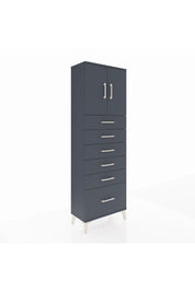 Arges Dolap 2 Raflı 6 Çekmeceli 2 Kapaklı 60x30x182 Antrasit-Antrasit