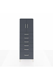 Arges Dolap 2 Raflı 6 Çekmeceli 2 Kapaklı 60x30x182 Antrasit-Antrasit