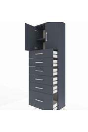 Arges Dolap 2 Raflı 6 Çekmeceli 2 Kapaklı 60x30x182 Antrasit-Antrasit