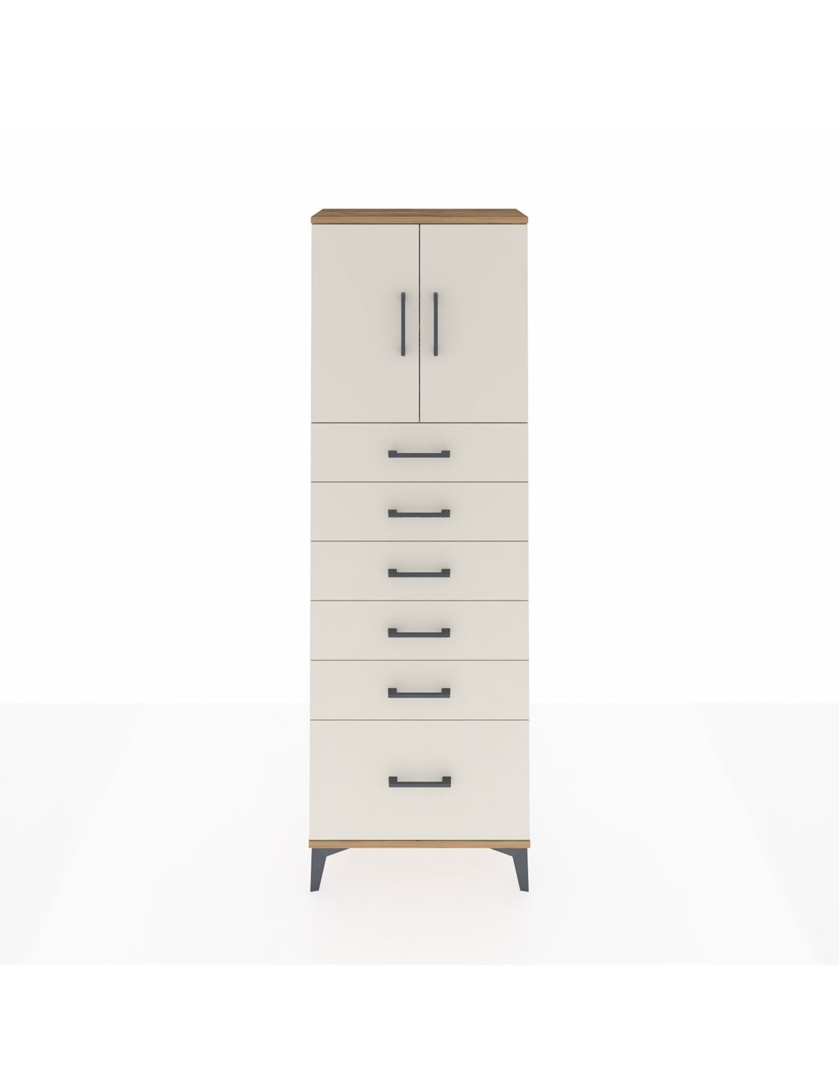 Arges Dolap 2 Raflı 6 Çekmeceli 2 Kapaklı 60x30x182 Çam-Aytaşı