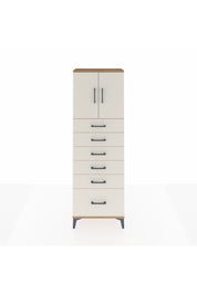 Arges Dolap 2 Raflı 6 Çekmeceli 2 Kapaklı 60x30x182 Çam-Aytaşı