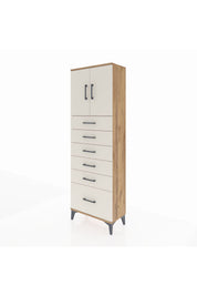 Arges Dolap 2 Raflı 6 Çekmeceli 2 Kapaklı 60x30x182 Çam-Aytaşı