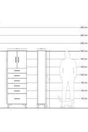 Arges Dolap 2 Raflı 6 Çekmeceli 2 Kapaklı 60x30x182 Çam-Aytaşı