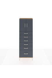 Arges Dolap 2 Raflı 6 Çekmeceli 2 Kapaklı 60x30x182 Çam-Antrasit