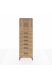 Arges Dolap 2 Raflı 6 Çekmeceli 2 Kapaklı 60x30x182 Çam-Çam