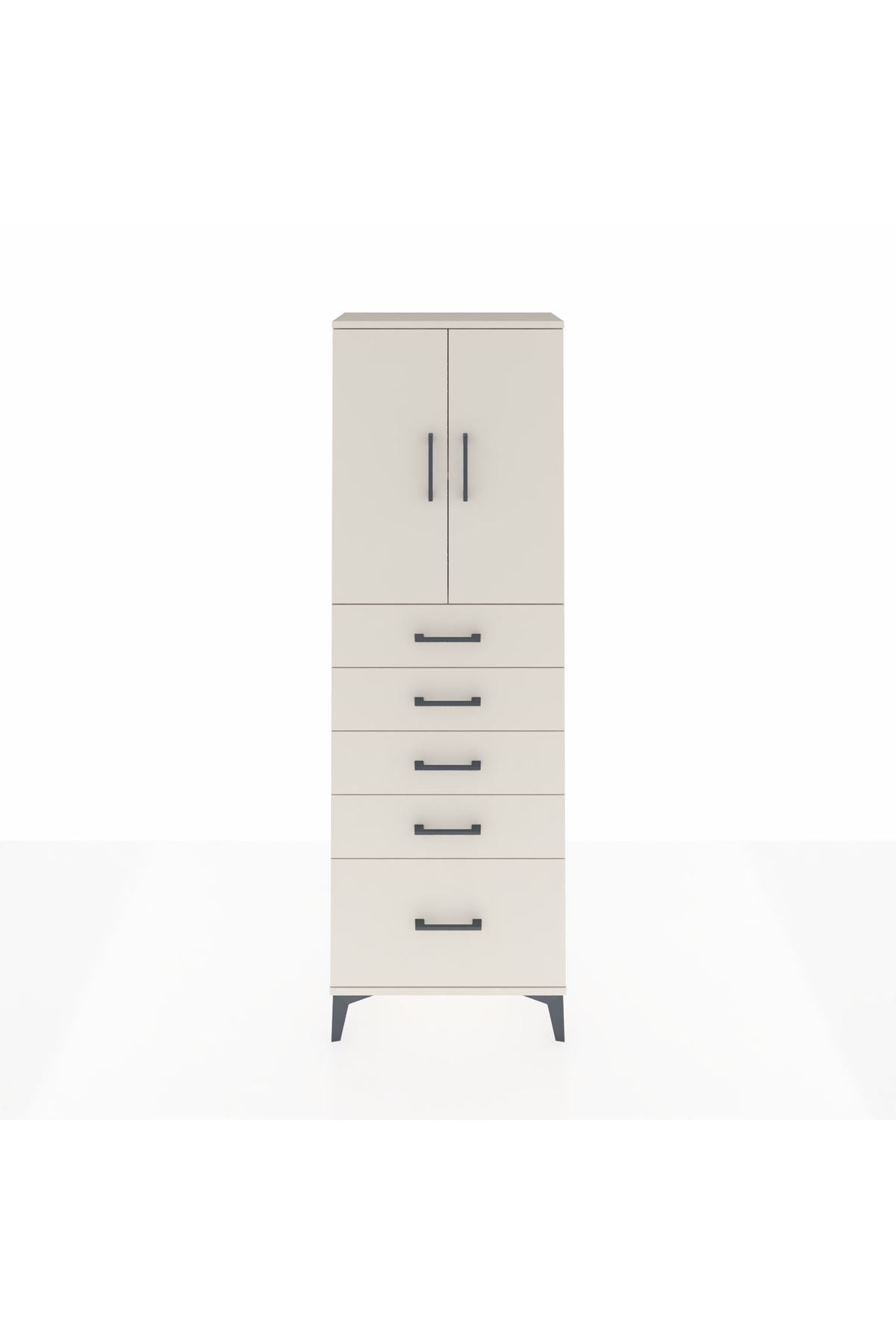 Arges Dolap 2 Raflı 5 Çekmeceli 2 Kapaklı 60x30x182 Aytaşı-Aytaşı