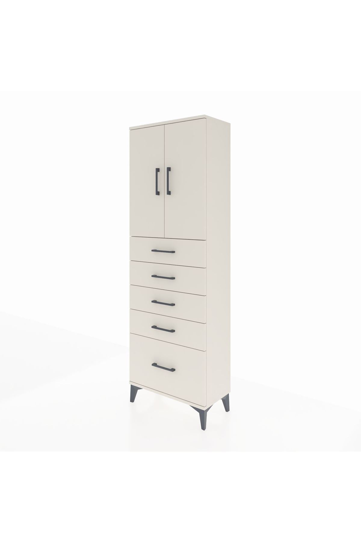 Arges Dolap 2 Raflı 5 Çekmeceli 2 Kapaklı 60x30x182 Aytaşı-Aytaşı