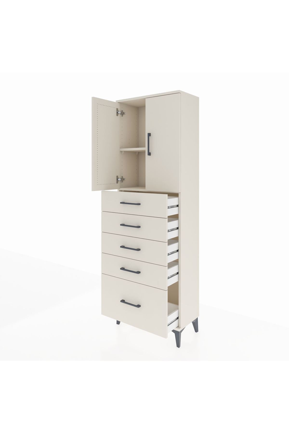 Arges Dolap 2 Raflı 5 Çekmeceli 2 Kapaklı 60x30x182 Aytaşı-Aytaşı