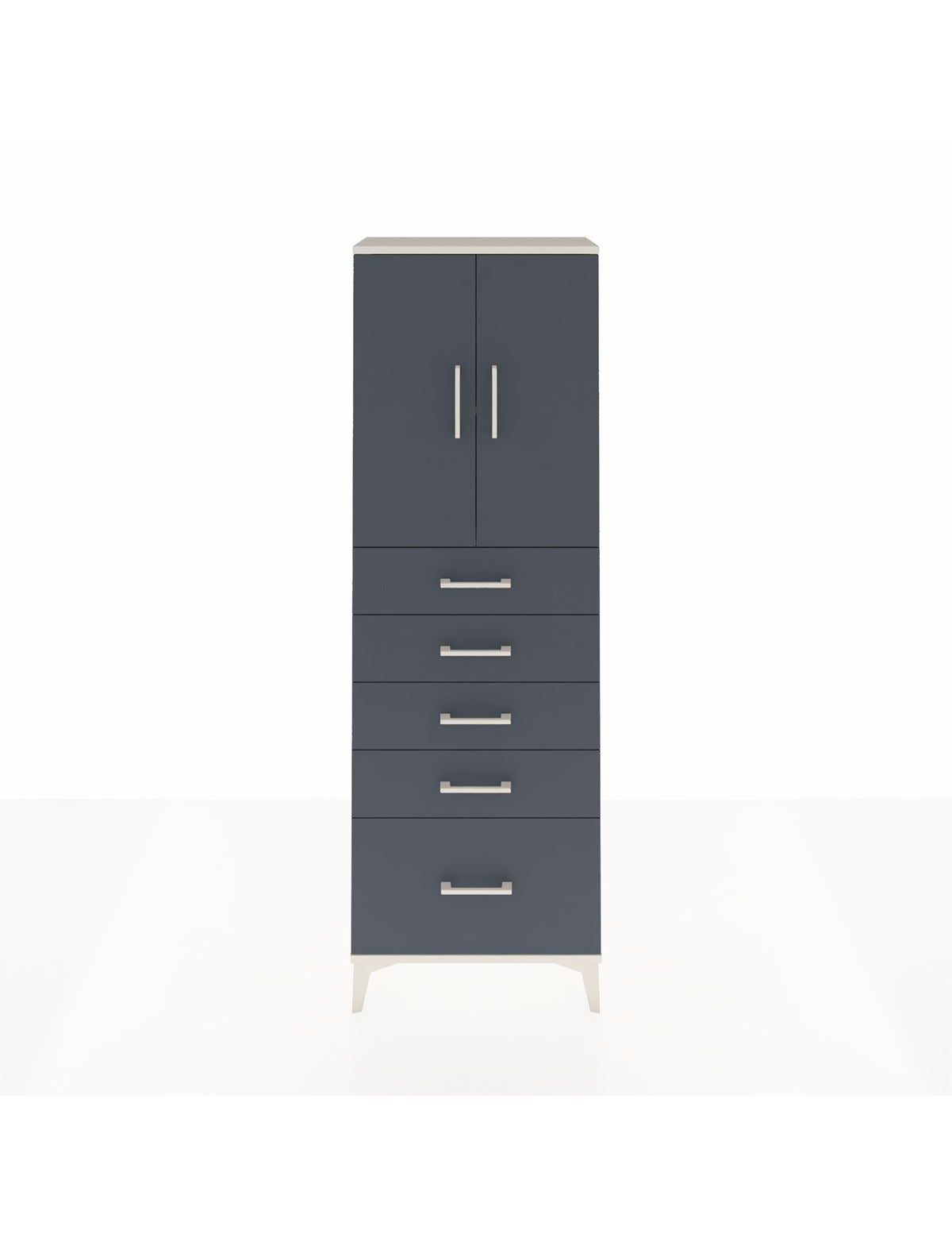 Arges Dolap 2 Raflı 5 Çekmeceli 2 Kapaklı 60x30x182 Aytaşı-Antrasit