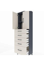 Arges Dolap 2 Raflı 5 Çekmeceli 2 Kapaklı 60x30x182 Antrasit-Aytaşı