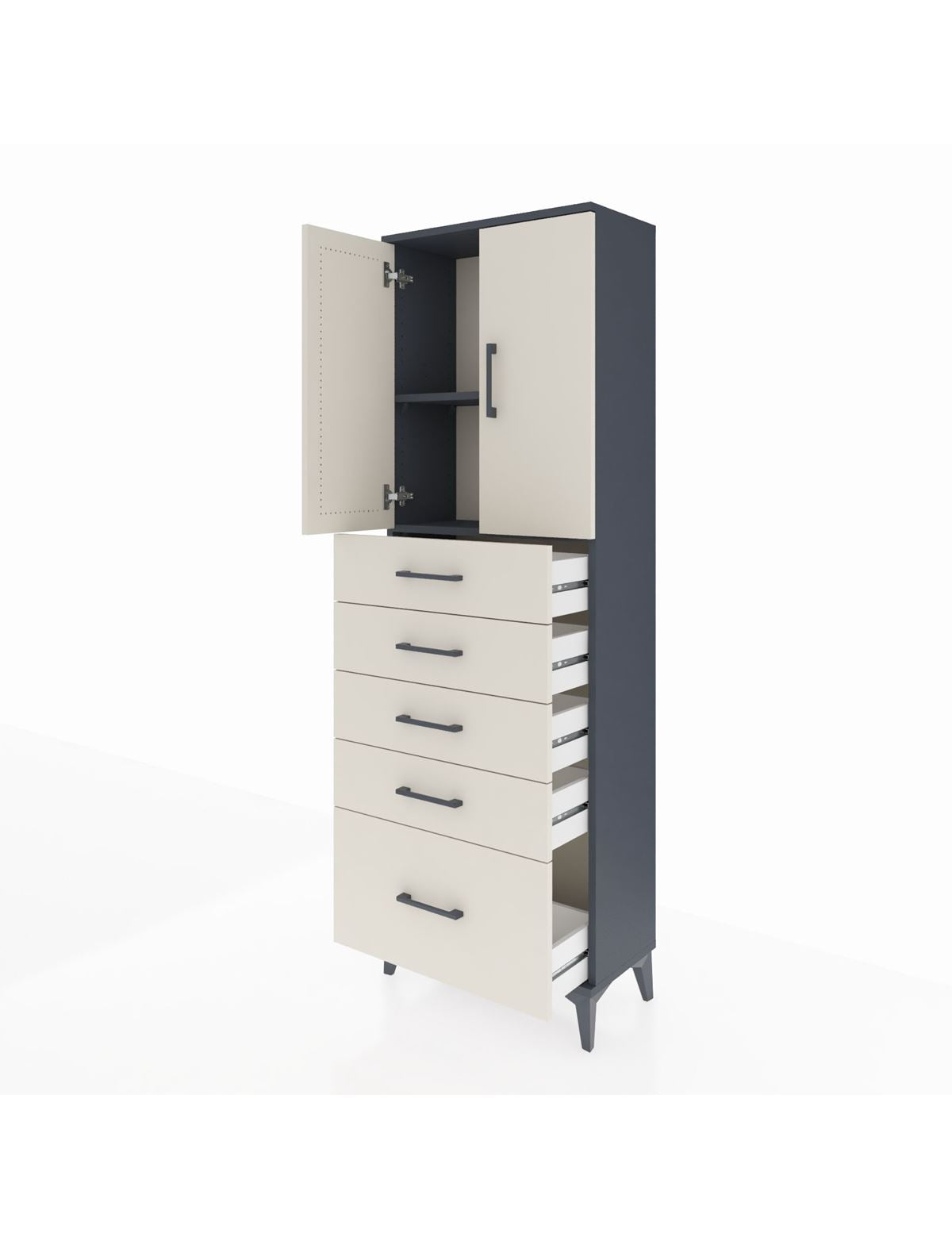 Arges Dolap 2 Raflı 5 Çekmeceli 2 Kapaklı 60x30x182 - S23M012V4A