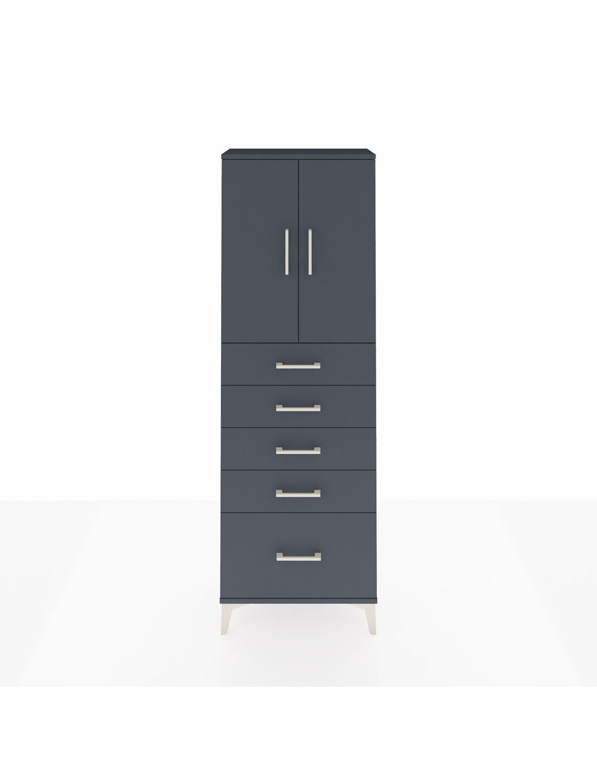 Arges Dolap 2 Raflı 5 Çekmeceli 2 Kapaklı 60x30x182 Antrasit-Antrasit