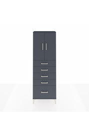 Arges Dolap 2 Raflı 5 Çekmeceli 2 Kapaklı 60x30x182 Antrasit-Antrasit