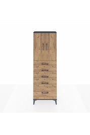 Arges Dolap 2 Raflı 5 Çekmeceli 2 Kapaklı 60x30x182 Antrasit-Çam