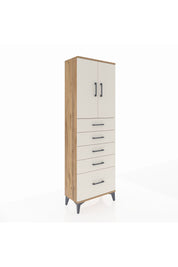 Arges Dolap 2 Raflı 5 Çekmeceli 2 Kapaklı 60x30x182 Çam-Aytaşı