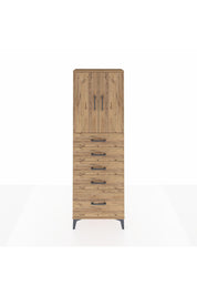 Arges Dolap 2 Raflı 5 Çekmeceli 2 Kapaklı 60x30x182 Çam-Çam