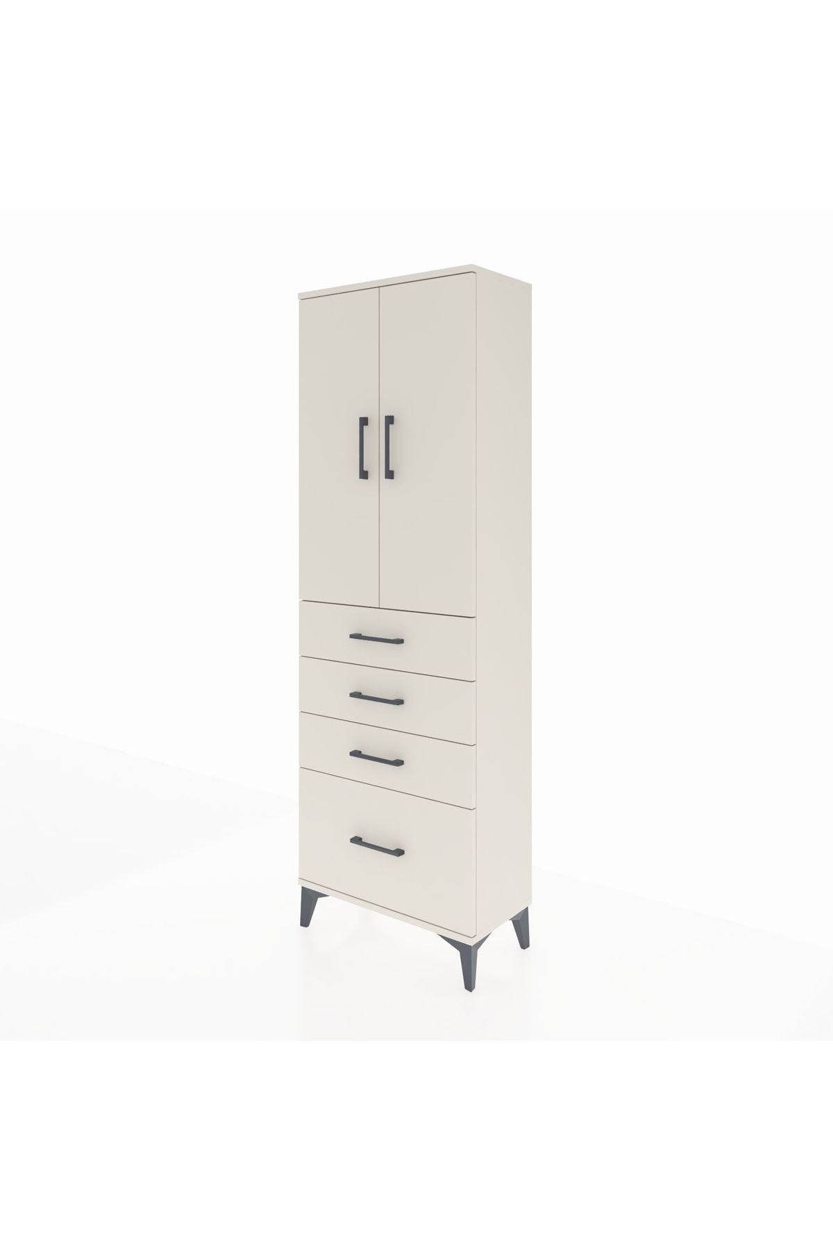 Arges Dolap 2 Raflı 4 Çekmeceli 2 Kapaklı 60x30x182 Aytaşı-Aytaşı