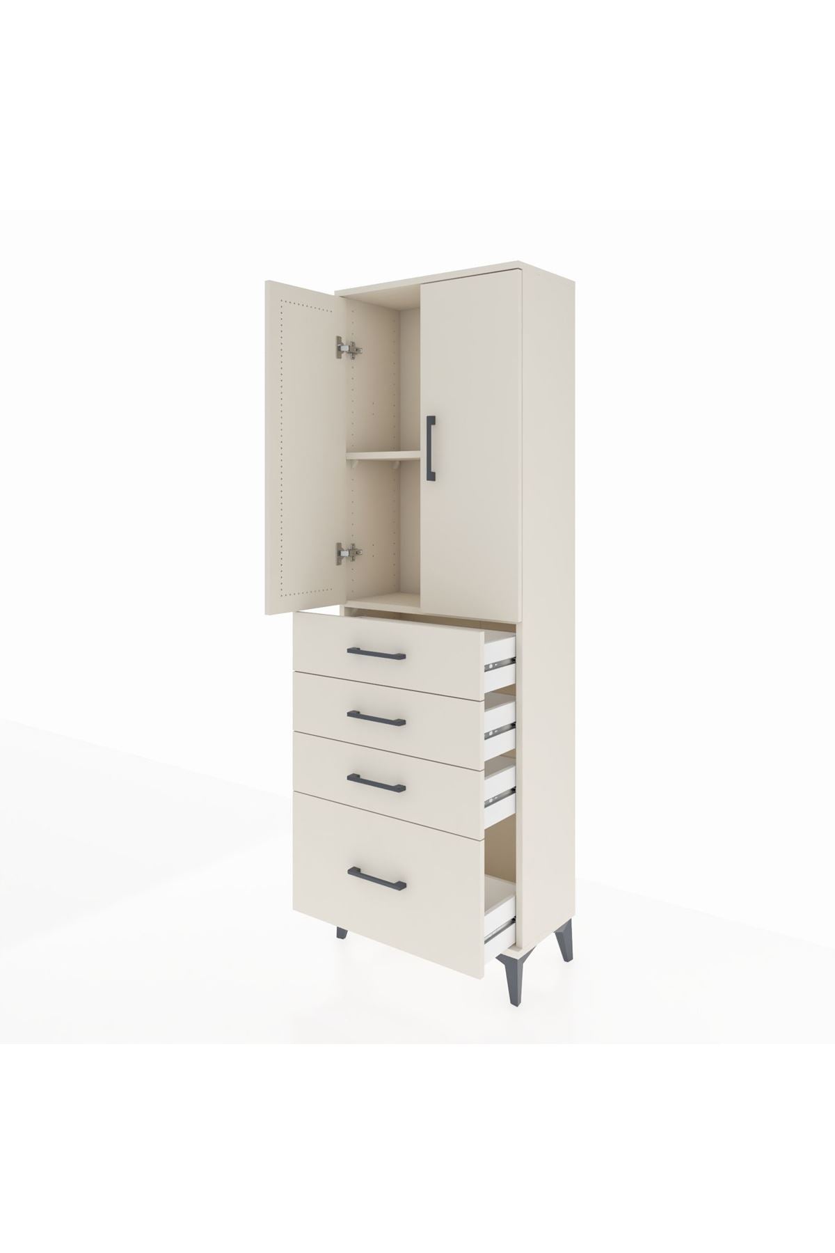 Arges Dolap 2 Raflı 4 Çekmeceli 2 Kapaklı 60x30x182 - S23M013V1A