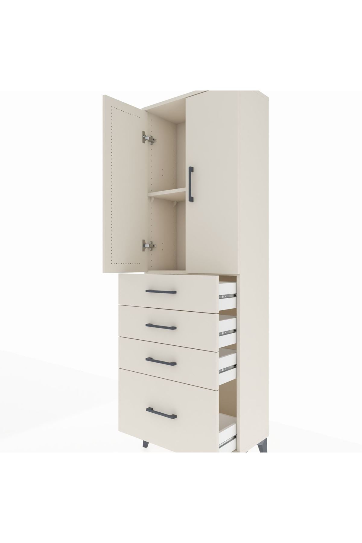 Arges Dolap 2 Raflı 4 Çekmeceli 2 Kapaklı 60x30x182 - S23M013V1A
