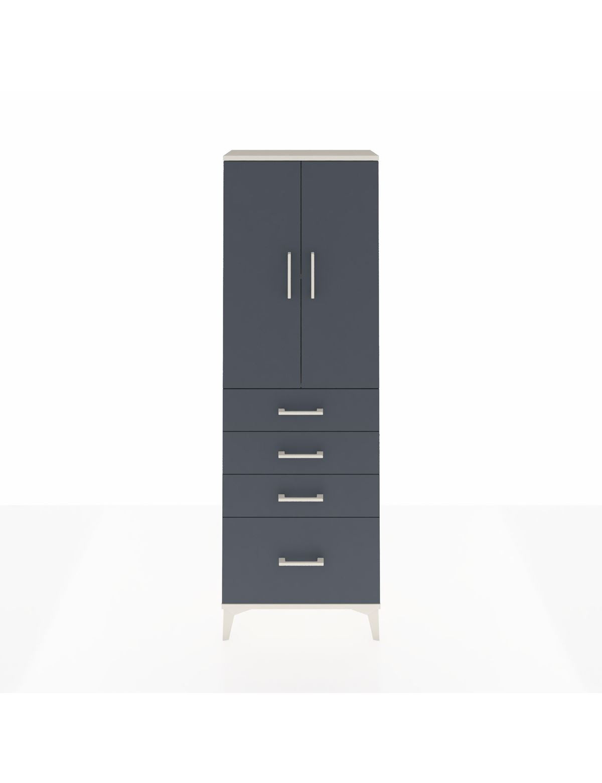 Arges Dolap 2 Raflı 4 Çekmeceli 2 Kapaklı 60x30x182 Aytaşı-Antrasit