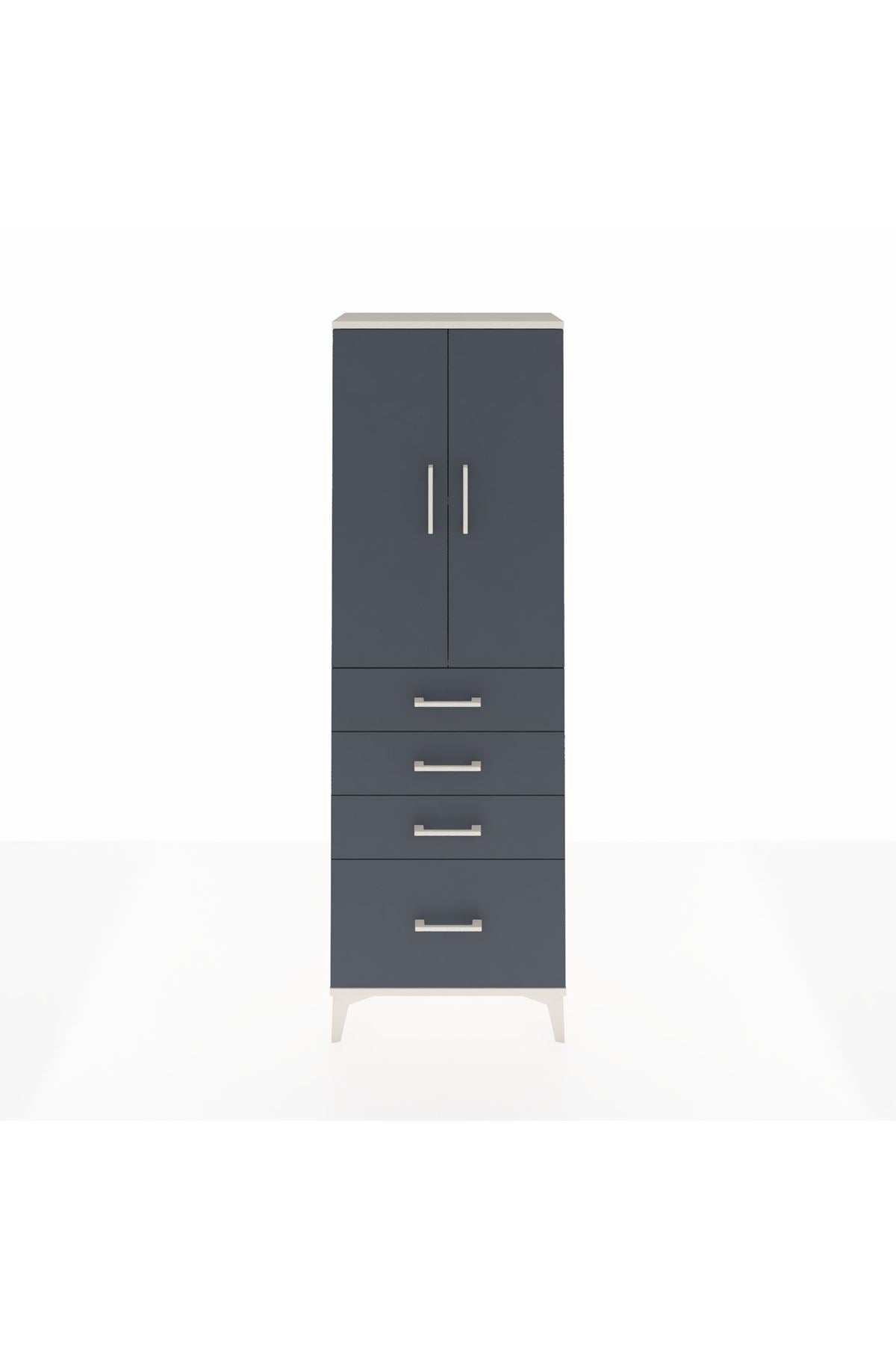 Arges Dolap 2 Raflı 4 Çekmeceli 2 Kapaklı 60x30x182 Aytaşı-Antrasit