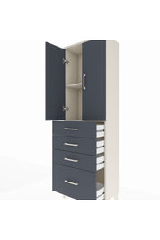 Arges Dolap 2 Raflı 4 Çekmeceli 2 Kapaklı 60x30x182 Aytaşı-Antrasit