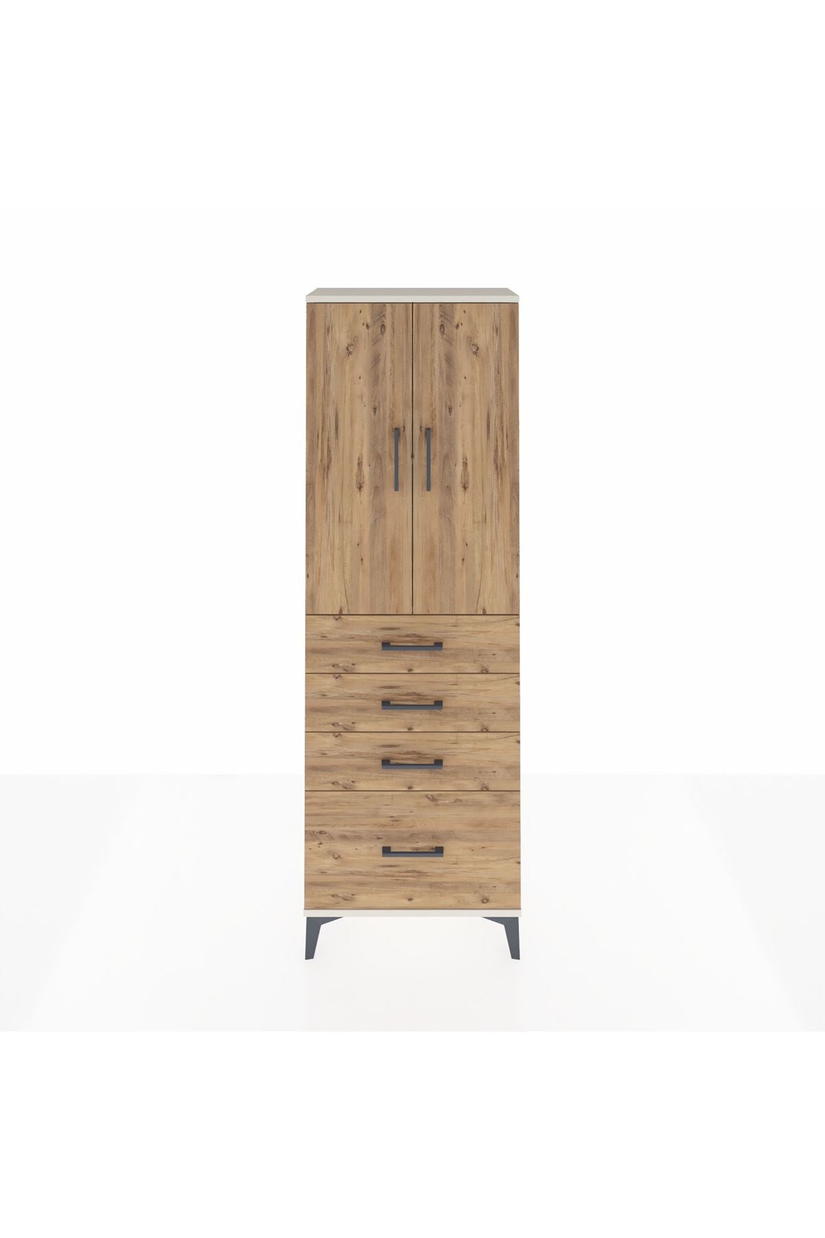 Arges Dolap 2 Raflı 4 Çekmeceli 2 Kapaklı 60x30x182 - S23M013V3A