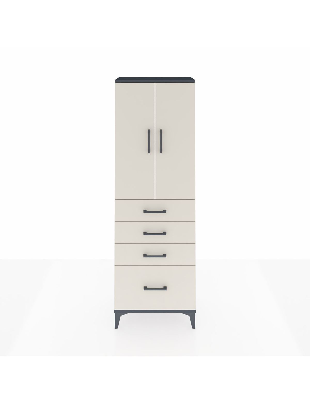 Arges Dolap 2 Raflı 4 Çekmeceli 2 Kapaklı 60x30x182 Antrasit-Aytaşı