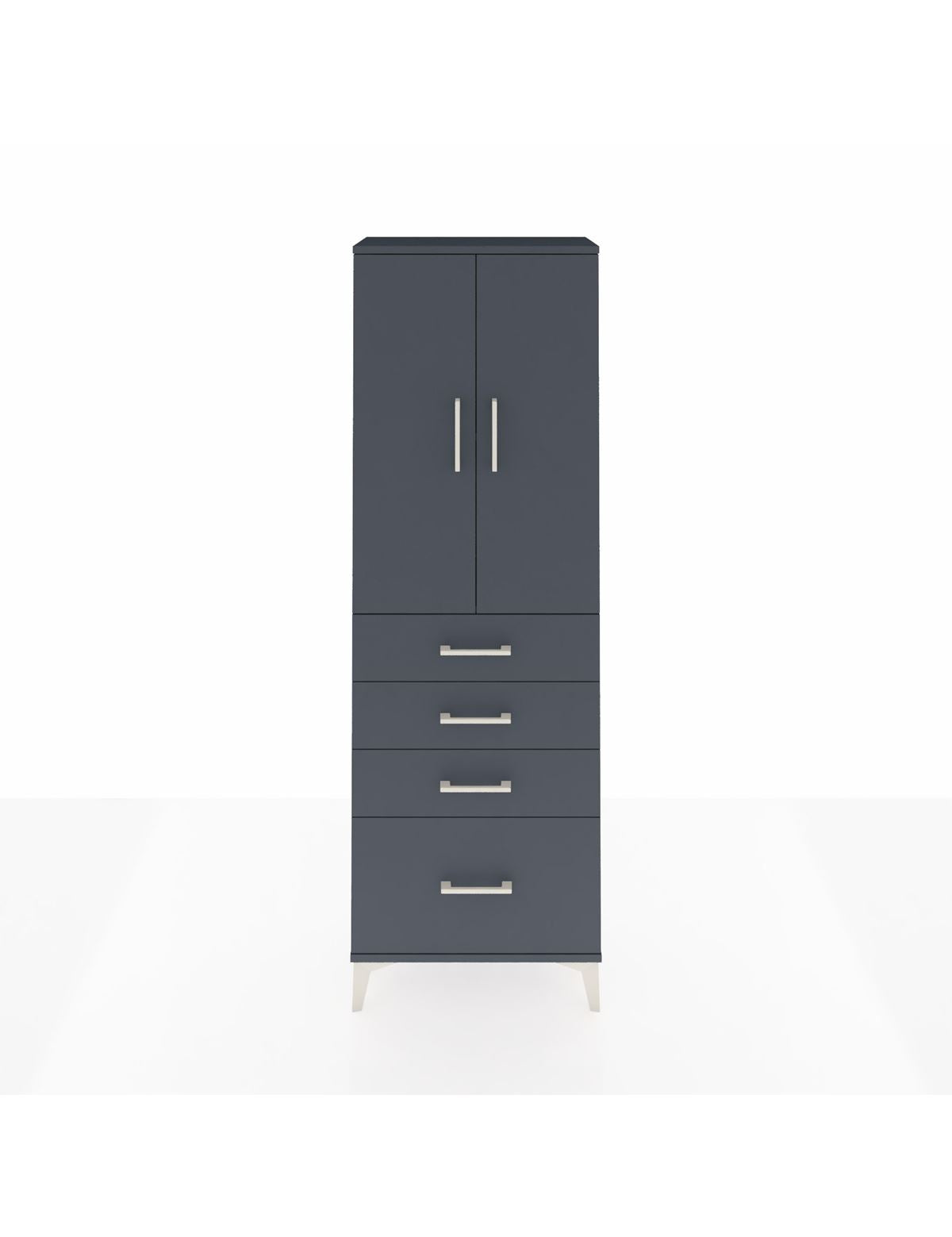 Arges Dolap 2 Raflı 4 Çekmeceli 2 Kapaklı 60x30x182 Antrasit-Antrasit