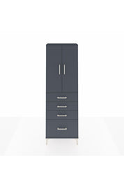 Arges Dolap 2 Raflı 4 Çekmeceli 2 Kapaklı 60x30x182 Antrasit-Antrasit