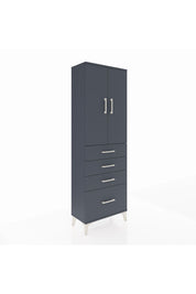 Arges Dolap 2 Raflı 4 Çekmeceli 2 Kapaklı 60x30x182 Antrasit-Antrasit