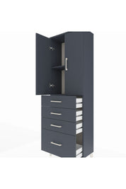 Arges Dolap 2 Raflı 4 Çekmeceli 2 Kapaklı 60x30x182 Antrasit-Antrasit