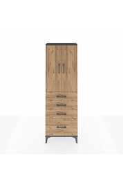 Arges Dolap 2 Raflı 4 Çekmeceli 2 Kapaklı 60x30x182 Antrasit-Çam