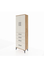 Arges Dolap 2 Raflı 4 Çekmeceli 2 Kapaklı 60x30x182 Çam-Aytaşı