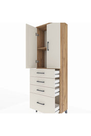 Arges Dolap 2 Raflı 4 Çekmeceli 2 Kapaklı 60x30x182 - S23M013V7A