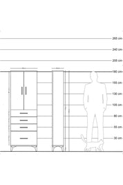 Arges Dolap 2 Raflı 4 Çekmeceli 2 Kapaklı 60x30x182 Çam-Aytaşı