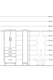 Arges Dolap 2 Raflı 4 Çekmeceli 2 Kapaklı 60x30x182 - S23M013V7A