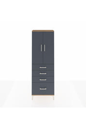 Arges Dolap 2 Raflı 4 Çekmeceli 2 Kapaklı 60x30x182 Çam-Antrasit