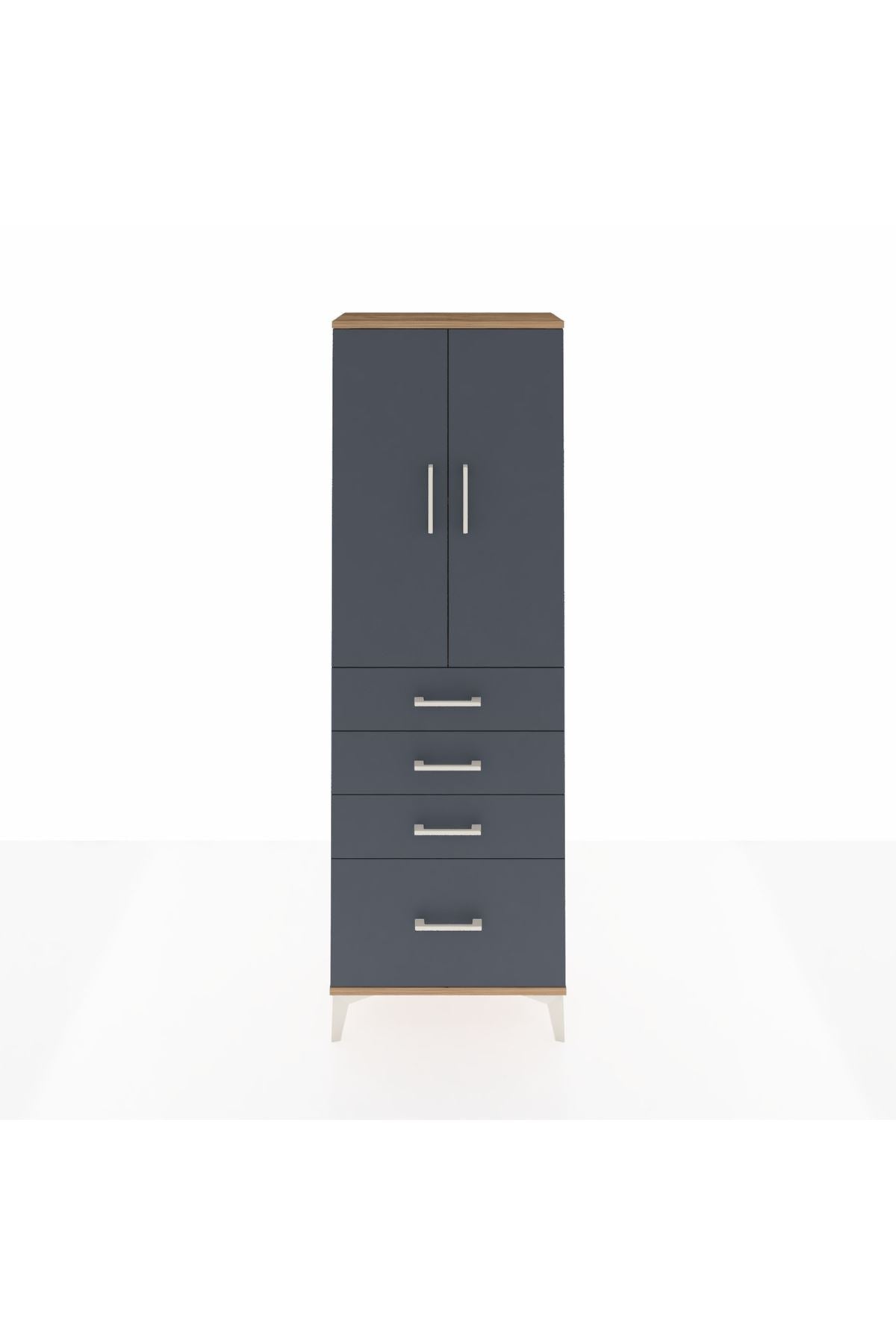Arges Dolap 2 Raflı 4 Çekmeceli 2 Kapaklı 60x30x182 - S23M013V8A