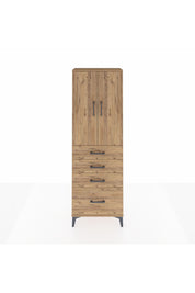 Arges Dolap 2 Raflı 4 Çekmeceli 2 Kapaklı 60x30x182 Çam-Çam