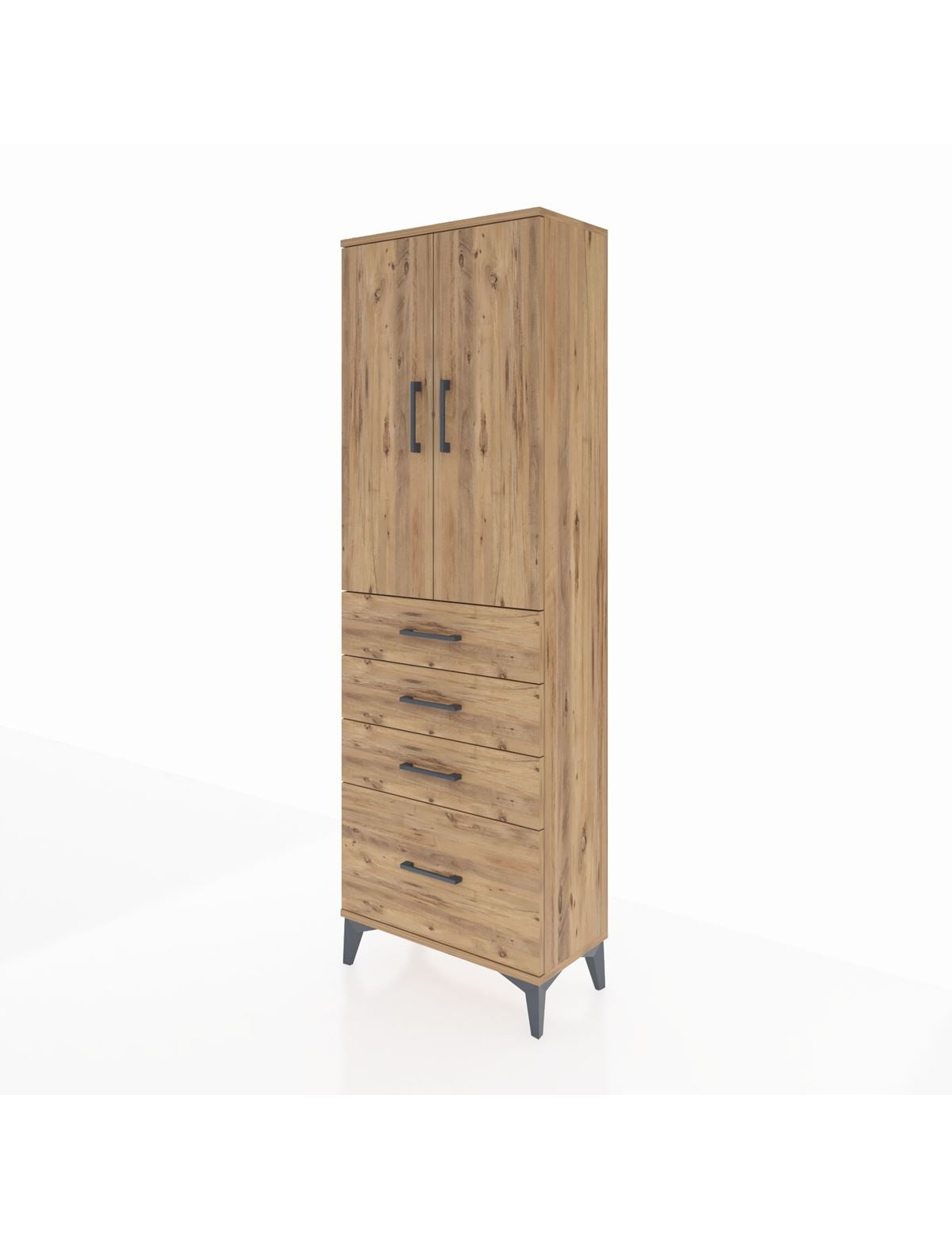 Arges Dolap 2 Raflı 4 Çekmeceli 2 Kapaklı 60x30x182 - S23M013V9A